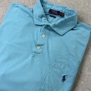 Polo Ralph Lauren Classic Fit Men's XL Aqua Blue Pocket Polo Shirt Cotton‎